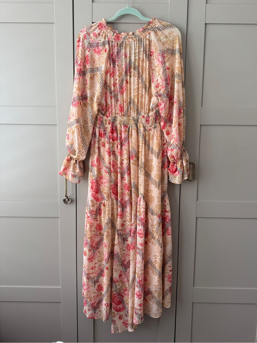 Free People Lena Midi Dress Ethereal Billowy Floral Print Ruffles - Picture 4 of 7